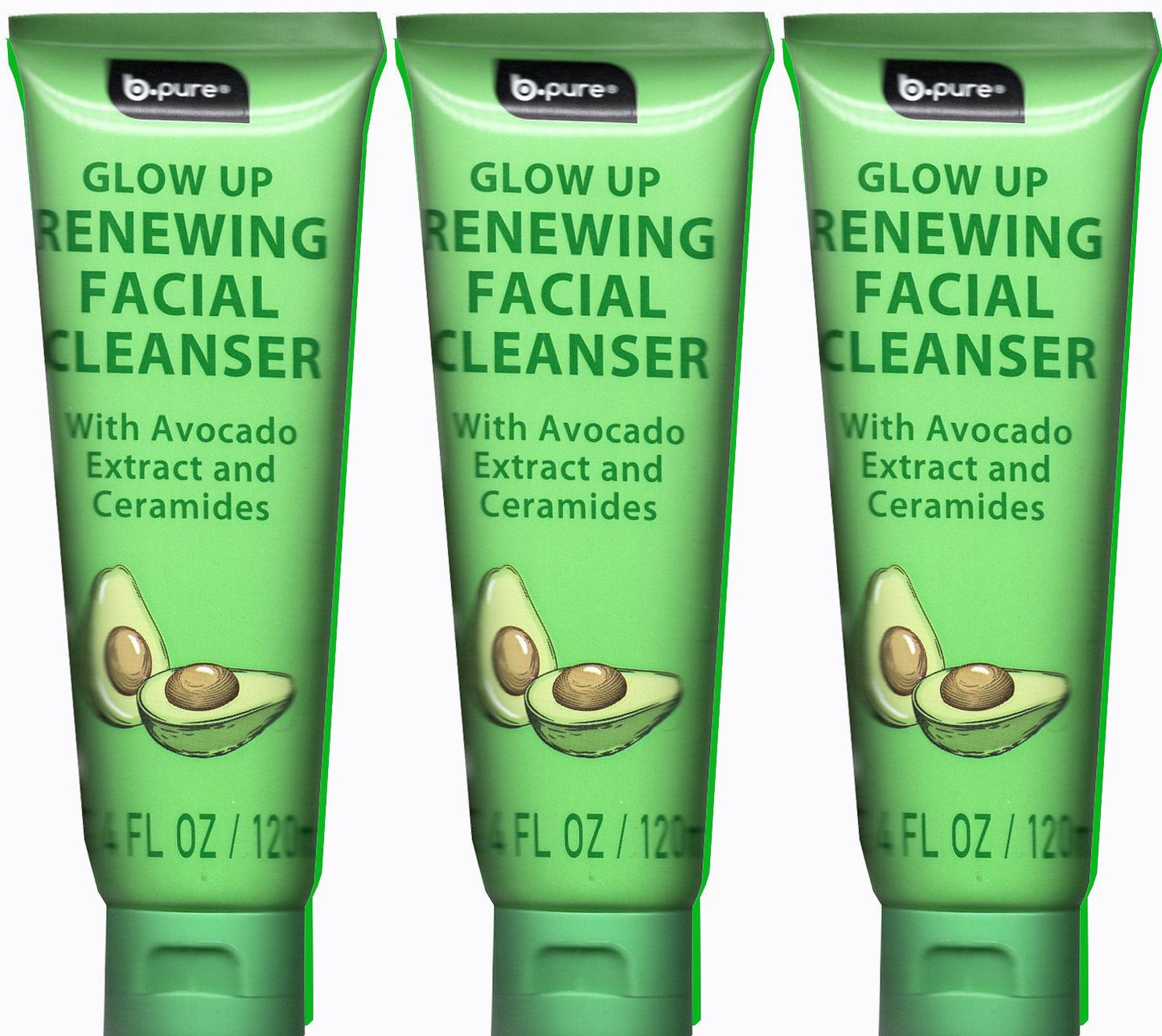 b•pure Glow Up Facial Cleanser W/ Avocado Extract Ceramides 4 FL OZ Set