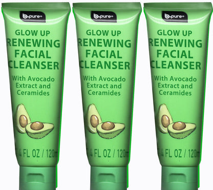 b•pure Glow Up Facial Cleanser W/ Avocado Extract Ceramides 4 FL OZ Set