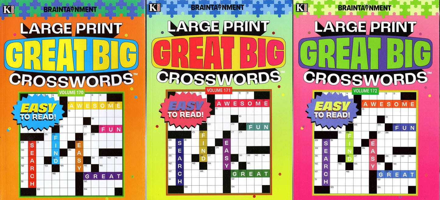 Large Print Great Big Crosswords (All New Puzzles) - Vol.170,171,172
