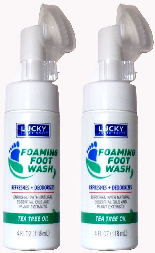 Lucky Super Soft Foaming Foot Wash Tea Tree Oil Deodorizes 4 fl oz (Set of 2)