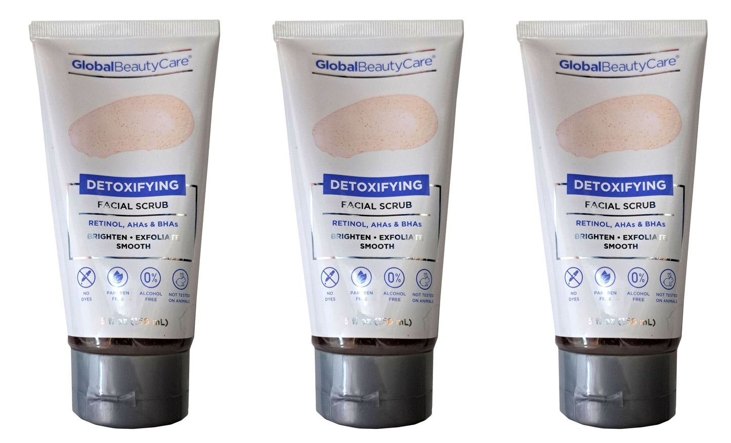 Global Beauty Care - Detoxifying Facial Scrub - Retinol, AHAs & BHAs Brighten Set of 3