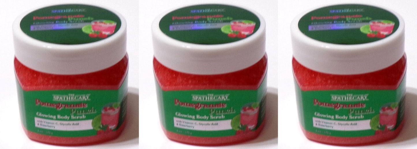 The Spathecary Pomegranate Punch Glowing Facial Body Scrub 6 Oz (Set of 3)