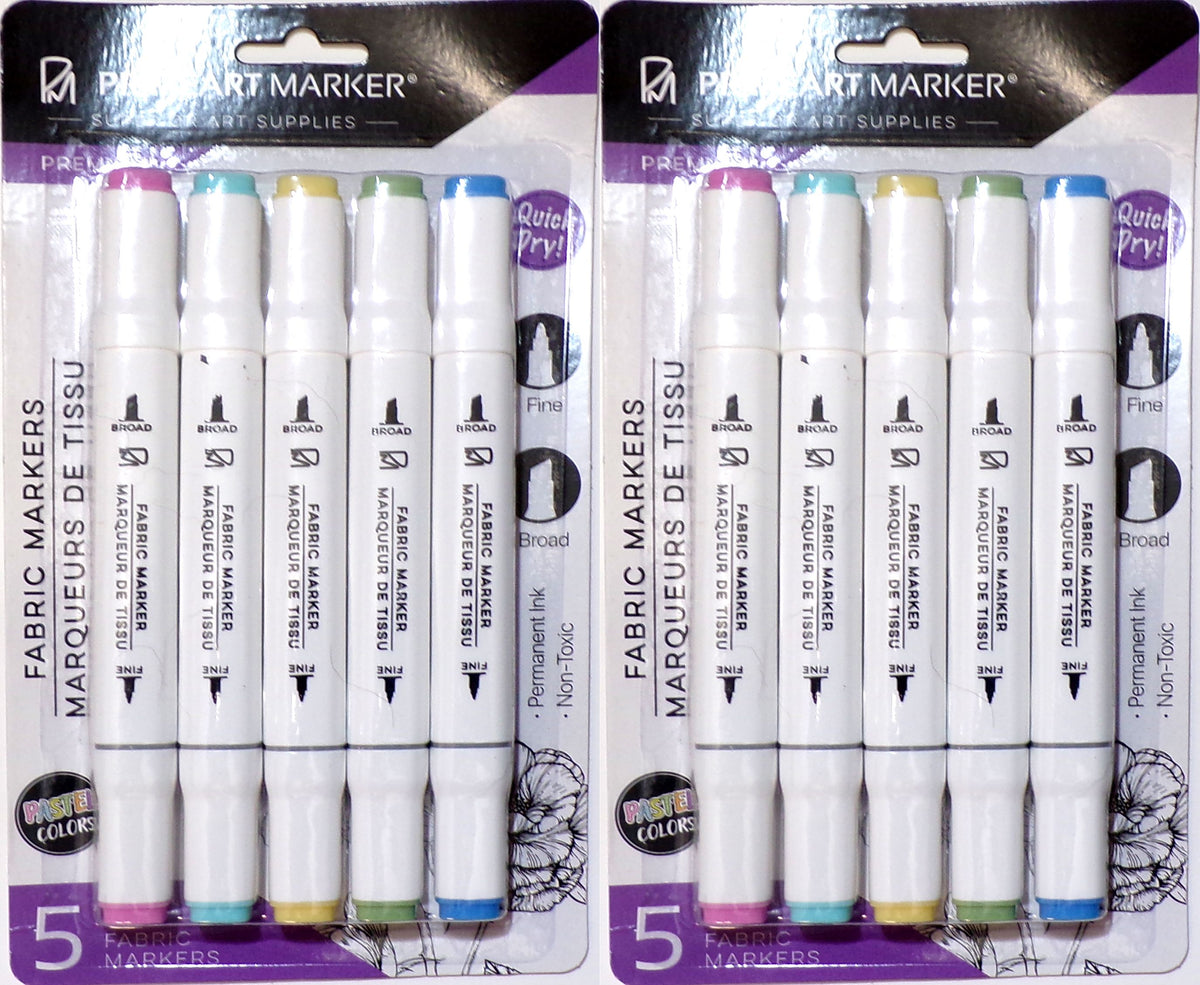 PRIMEART MARKER Premium Pastel Fabric Markers 2-Pack, 10 Count - Pastel Colors