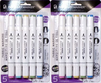 PRIMEART MARKER Premium Pastel Fabric Markers 2-Pack, 10 Count - Pastel Colors