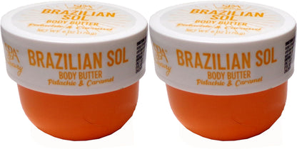 Spa Luxury Brazilian Sol Body Butter Pistachio & Caramel 6 oz (Set of 2)
