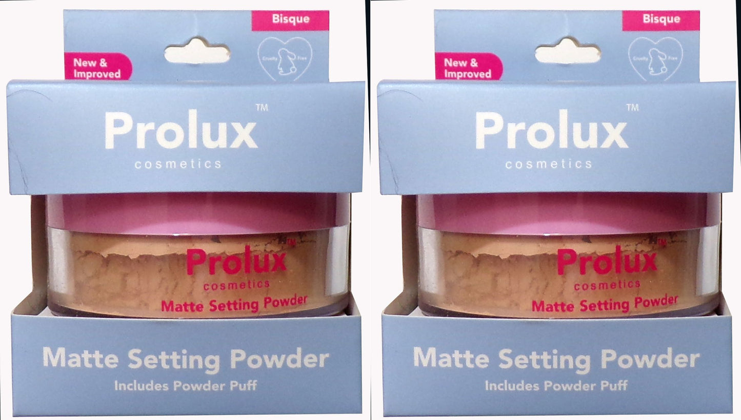 PROLUX Cosmetics MATTE Setting Powder With Puff ~ Bisque (Set of 2)
