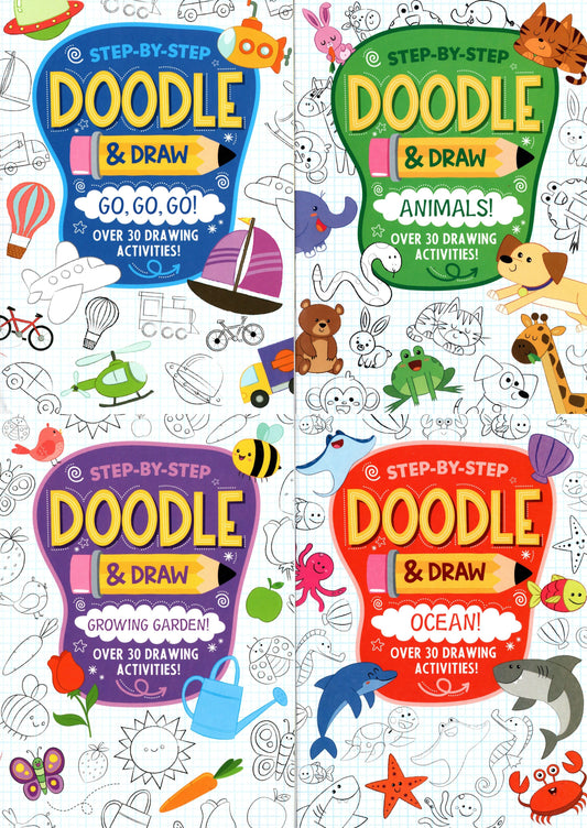 Step-by-Step Doodle & Drawing - Go, Go, Go: Animals: Growing Garden: Ocean Book