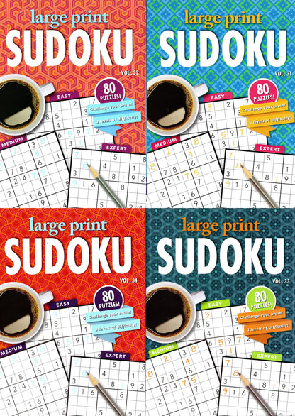 Large Print Sudoku - All New Puzzles - Vol.31,3233,34