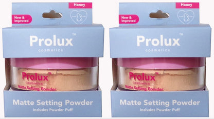 PROLUX Cosmetics MATTE Setting Powder With Puff ~ Honey (Set of 2)