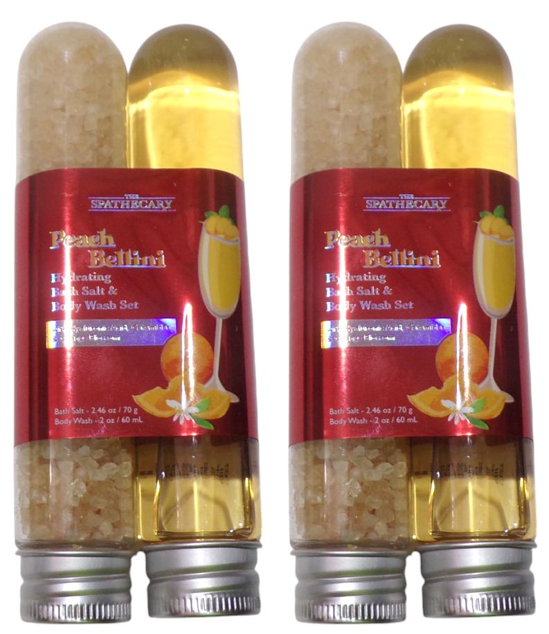 SPATHECARY Peach Bellini fragrance Body Wash Bath Salt With Hyaluronic Acid Set