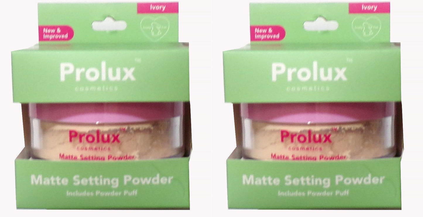 PROLUX Cosmetics MATTE Setting Powder With Puff ~ Ivory (Set of 2)