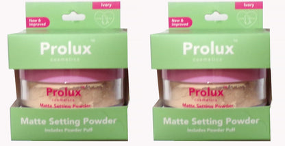 PROLUX Cosmetics MATTE Setting Powder With Puff ~ Ivory (Set of 2)