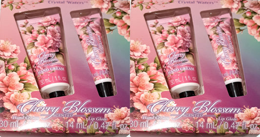 Crystal Waters Hand Cream & Lip Gloss Cherry Blossom 30ml/1floz (Set of 2 Pack)