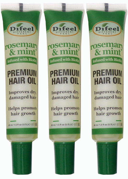 Difeel Rosemary & Mint Premium Hair Oil Infused with Biotin 3-Pack, 4.5 fl. oz.