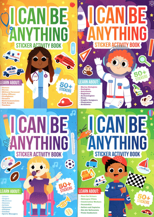 Educational Learning Sticker Activity Books - I Can Be Anything (Set of 4 Books)