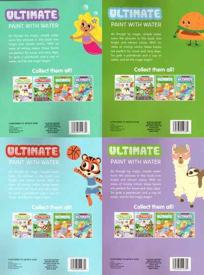 A Paint with Water - Mermaid Friends, Funny Foods, Animal Athletes and Silly Animals - Just Add Water (Set of 4 Books)