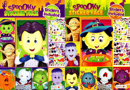 Spooky Sticker Face Halloween Activity Book 2-Book Bundle v3
