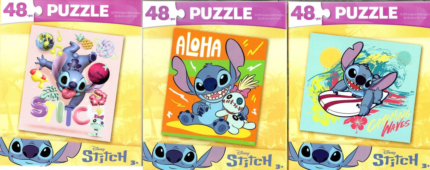 Disney Lillo & Stitch Aloha - 48 Piece Jigsaw Puzzle (Set of 3)