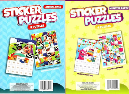 Activity Books for Kids: Sticker Puzzles - Animal Race, and Monster Party