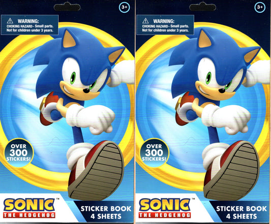 Sonic the Hedgehog - Sticker Book 4 Sheets over 300 Stickers (Set of 2 Pack)