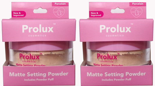 PROLUX Cosmetics MATTE Setting Powder With Puff ~ Porcelain (Set of 2)