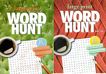 Large Print Word Hunt - All New Puzzles - (Pocket Size) - Vol.127-128
