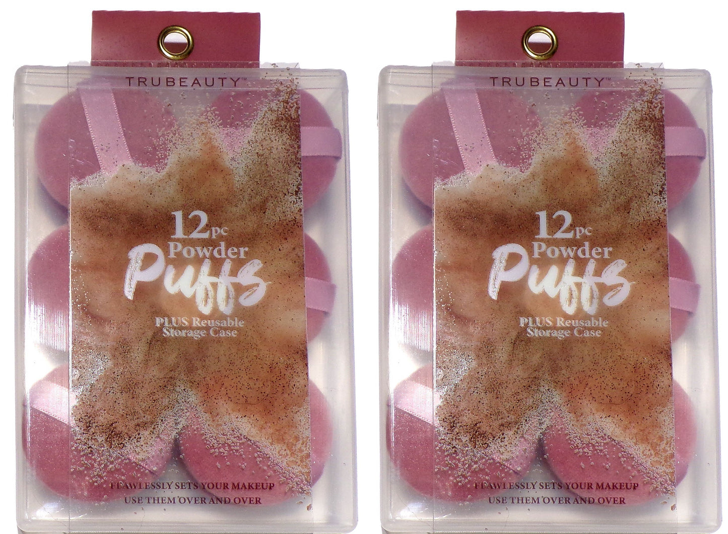 TruBeauty Makeup Powder Puffs 12 Pc Mauve For Face Plus Reusable (Set of 2)