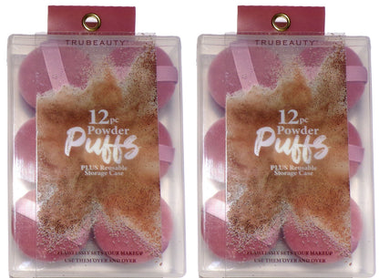 TruBeauty Makeup Powder Puffs 12 Pc Mauve For Face Plus Reusable (Set of 2)