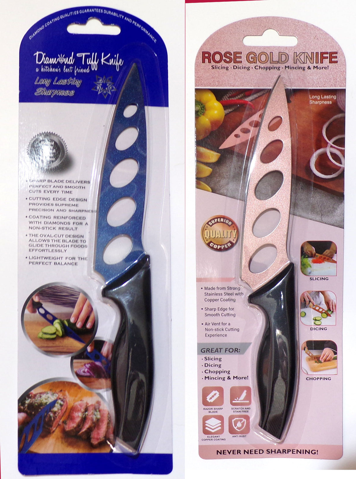 Pinnacle Brands Diamond Tuff & Rose Gold Kitchen Knife Combo Set, 2 pc