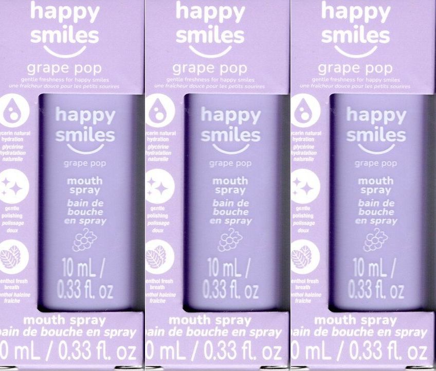 Happy Smiles Grape Pop Kids Mouth Spray 3-Pack, 3 x 0.33 fl. oz.