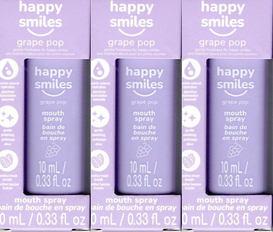 Happy Smiles Grape Pop Kids Mouth Spray 3-Pack, 3 x 0.33 fl. oz.