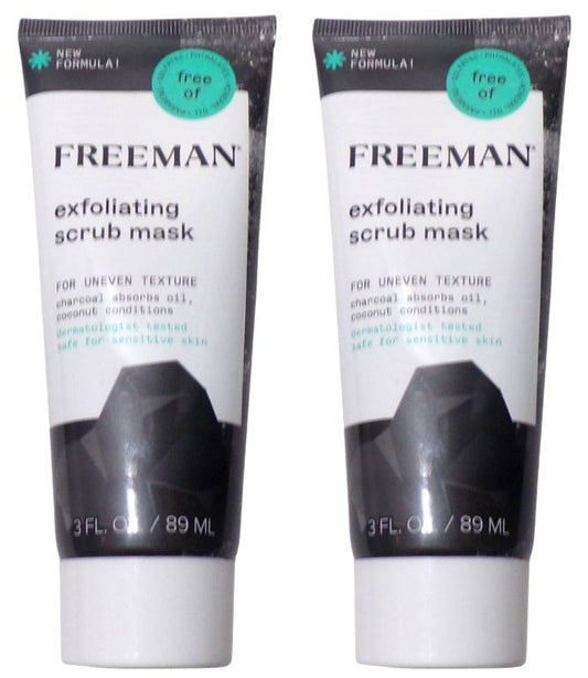 Freeman EXFOLIATING SCRUB MASK For Uneven Texture Charcoal & Coconut 3 FL OZ Set