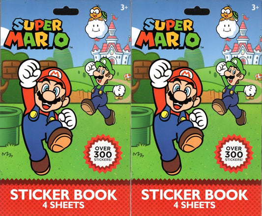 Super Mario - Sticker Book 4 Sheets over 300 Stickers (Set of 2)