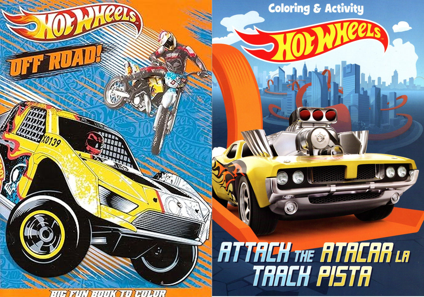 Colortivity Hot Wheels - Attach the Atacar & Off Road- Coloring & Activity Book 80 pages