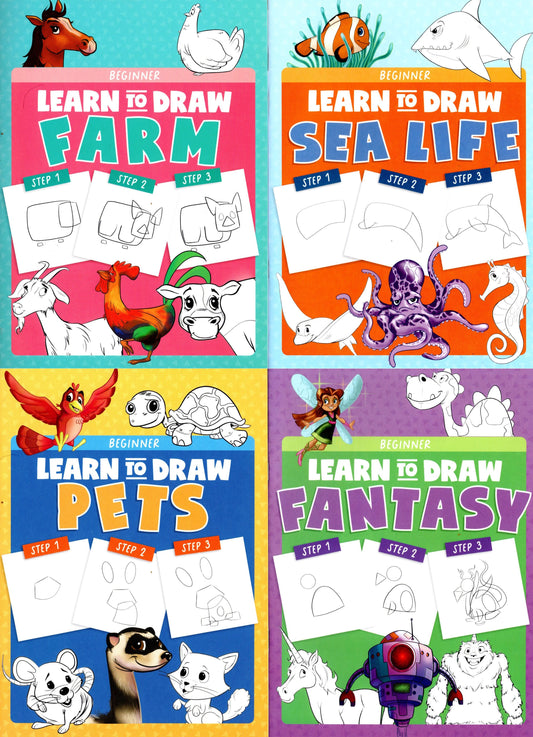Beginner iDraw - Learn to Draw - Sea Life, Fantasy, Farm and Pets Set of 4