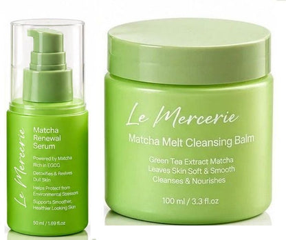 Le Mercerie Matcha Melt Cleansing Balm & Matcha Renewal Serum Skincare Set