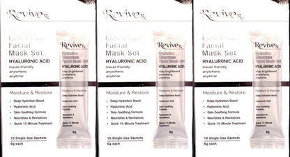 Revive RX Hydration Essentials Facial Mask Set – 10 Pack with Hyaluronic Acid