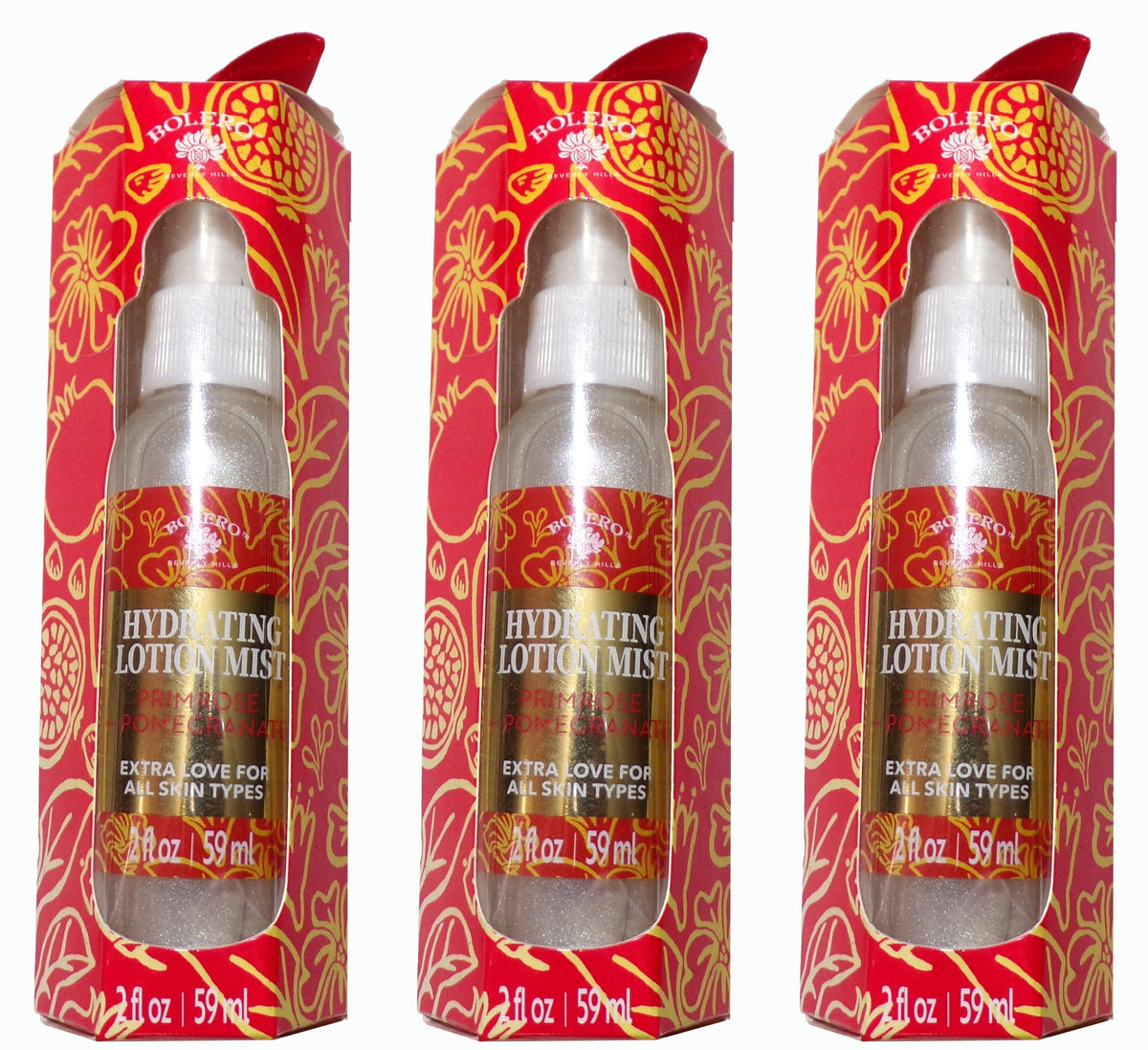 Bolero Hydrating Lotion Mist Primrose Pomegranate 2 FL OZ (3-Pack)