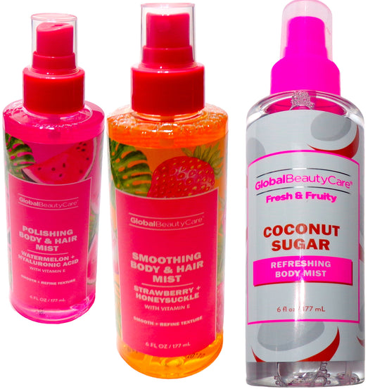 Global Beauty Body Mist Coconut Sugar, Watermelon, Strawberry (Set of 3)