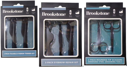 Brookstone 3-Pack Eyebrow Repair, 2 Pack Pointed Tip Scissors, Eyebrow Trimmer