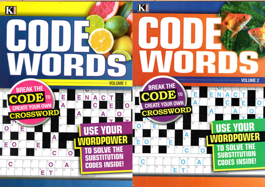 Large Print Code Words - Break the Code to Create Your Own Crossword - Vol.1-2 (Set of 2 Books)