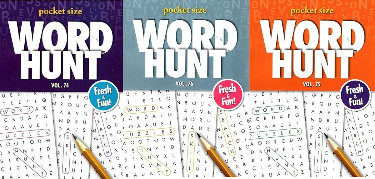 Large Print Word Hunt - All New Puzzles - (Pocket Size) - Vol.74,75,76 (Set of 3)