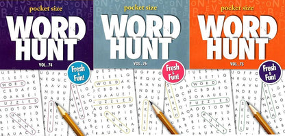 Large Print Word Hunt - All New Puzzles - (Pocket Size) - Vol.74,75,76 (Set of 3)