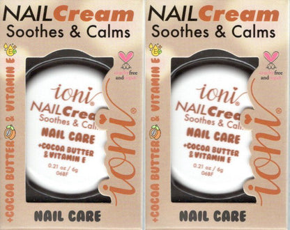 ioni Nail Cream Soothes Calms Cocoa Butter Vitamin E 0.21 oz (Set of 2)