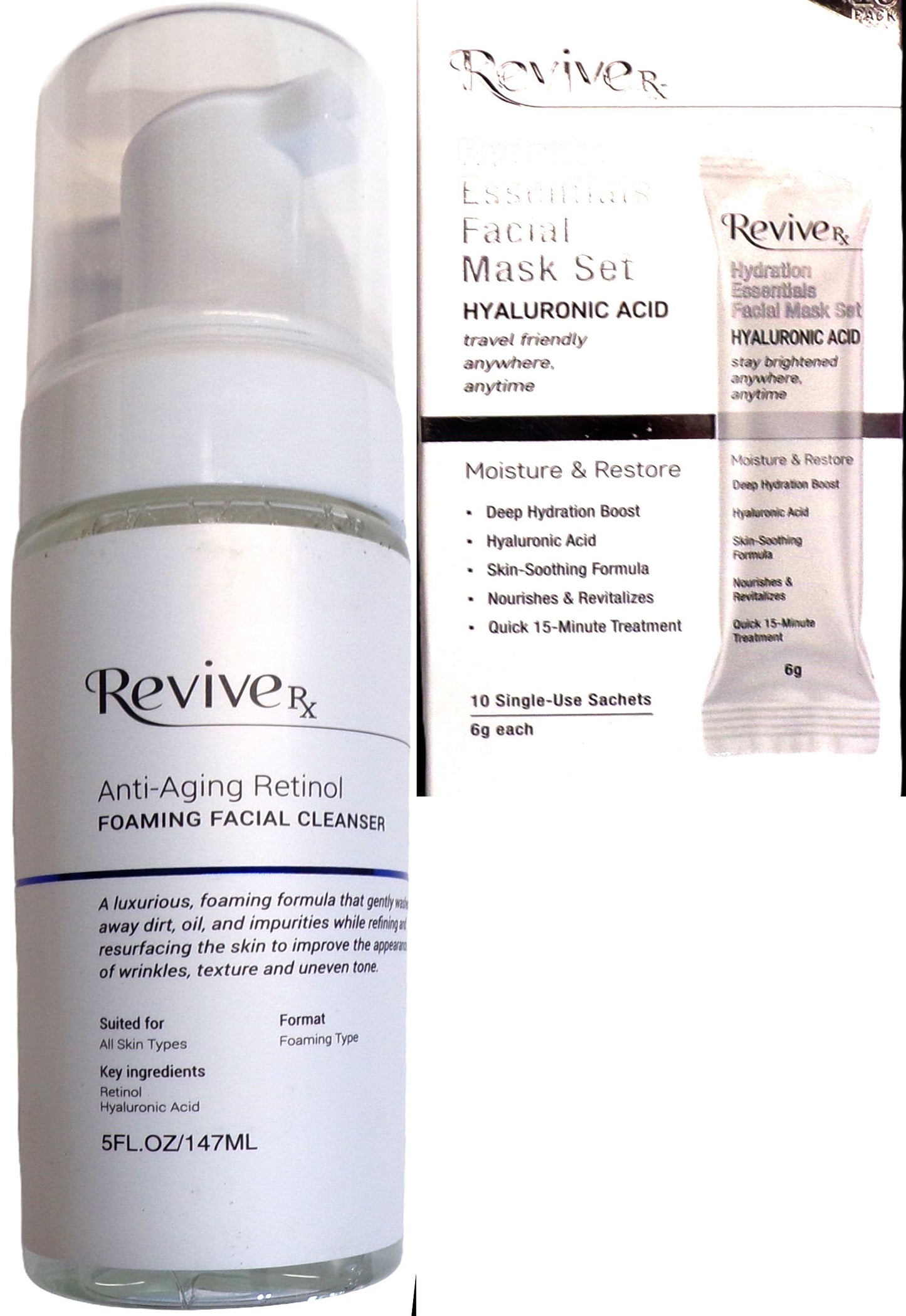 Revive RX - Foaming Cleanse, Essentials Facial Mask (Set of 2)