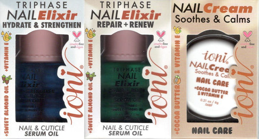 ioni 3-Pc Nail Care Set: Hydrate Elixir + Repair Elixir + Soothing Cream Bundle