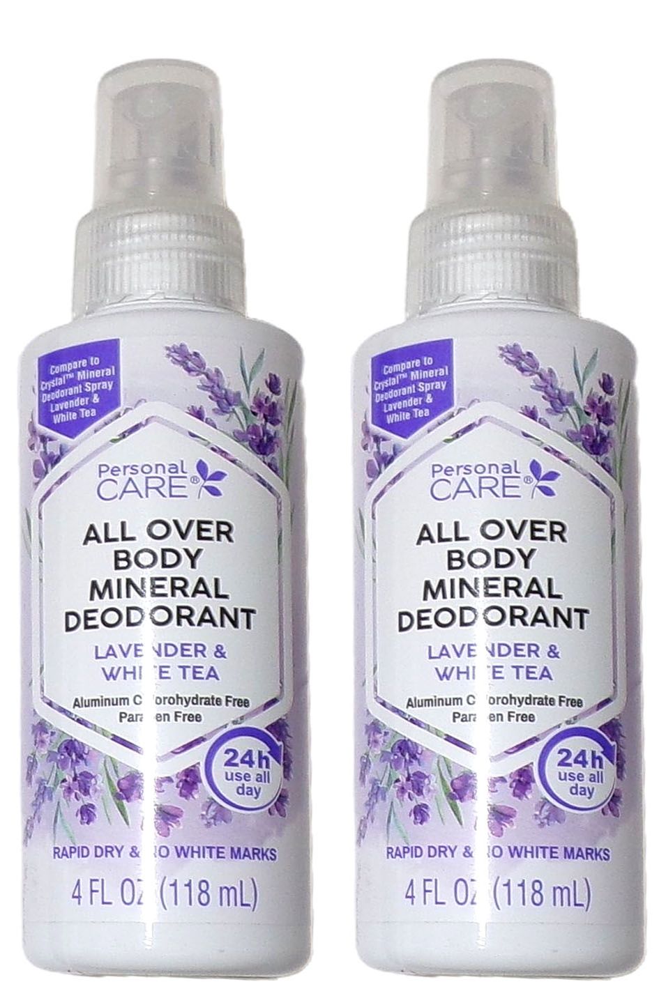 Personal Care All Over Body Mineral Deodorant Lavender & White Tea (Set of 2)