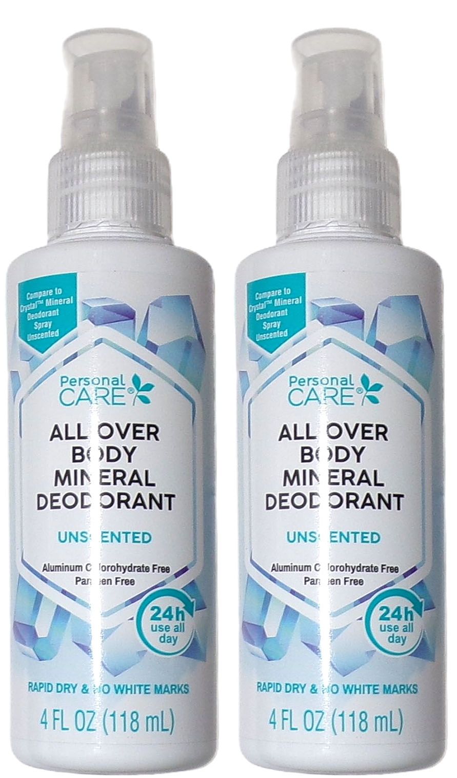 Personal Care All Over Body Mineral Deodorant Unscented 4 oz (Set of 2)
