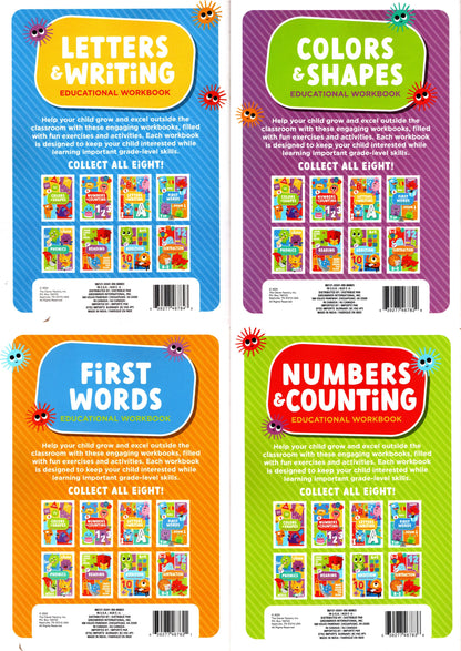 Kindergarten Educational Workbooks - Set of 4 Books - v13