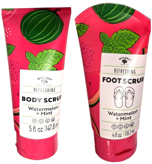 Refreshing Body Scrub & Foot Scrub - Watermelon & Mint (Set of 2 Pack)